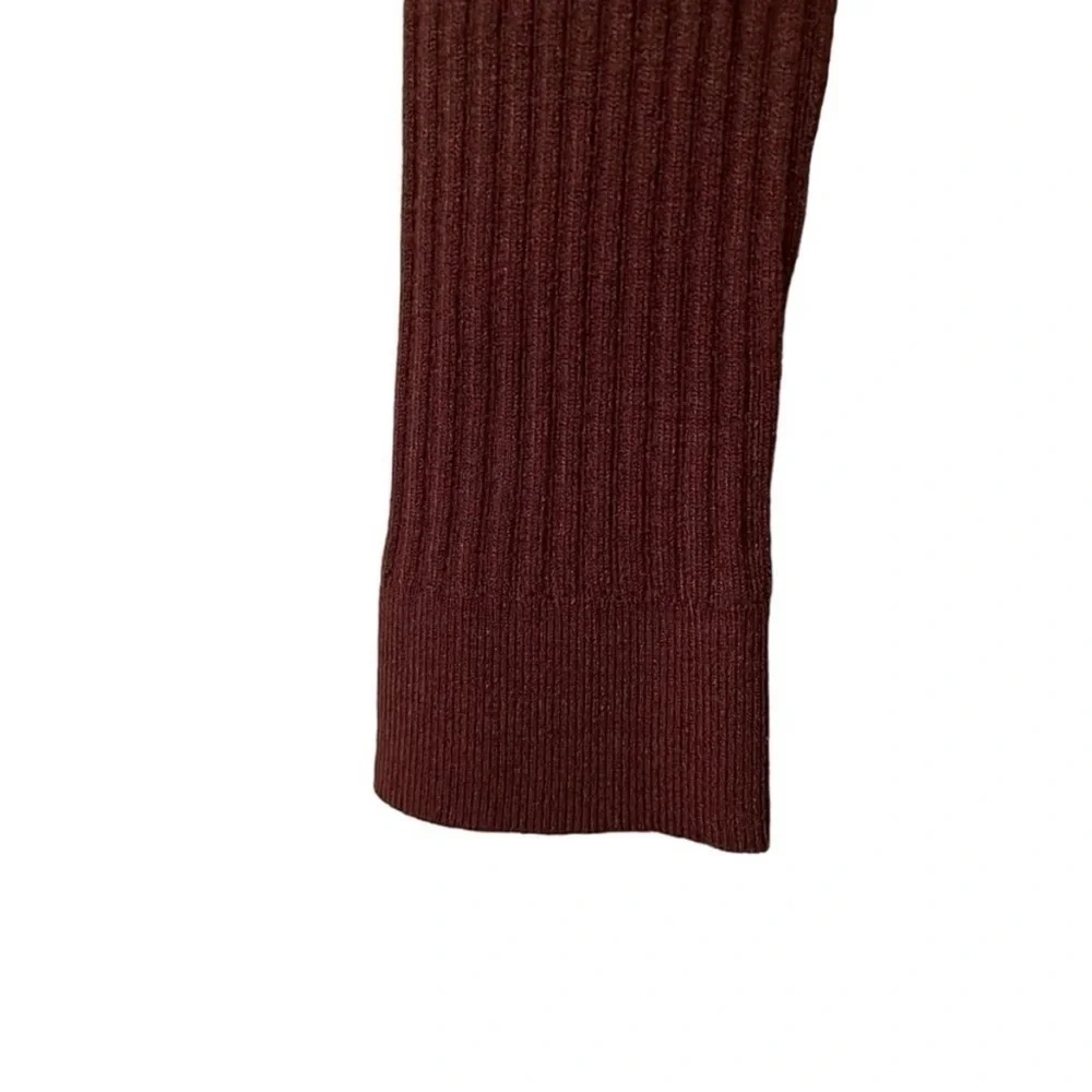 L’Agence NWT Lira Henley Ribbed V Neck Long Sleeve Sweater Bodysuit Brown Size L